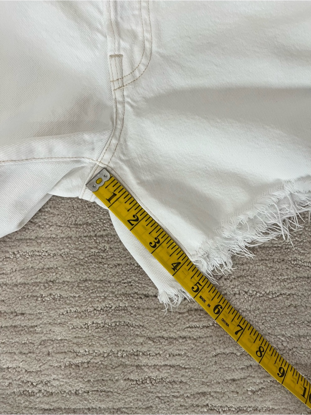 Agolde Parker Long White High-Rise Frayed Hem Jean Shorts - Picture 11 of 11